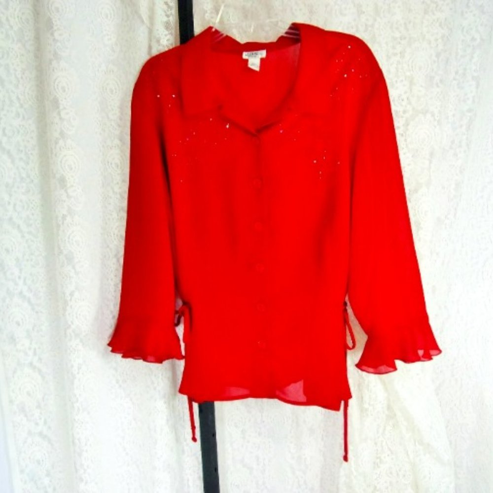 JBS Red Top Fancy Beaded Blouse  Plus Size 20W NWOT